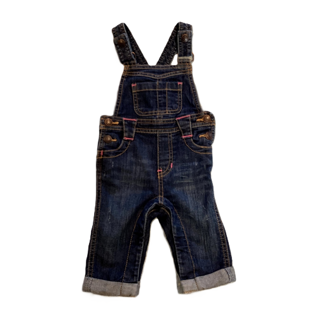 6-12 Girls Old Navy Distressed Overalls w/Pink Stitching Details