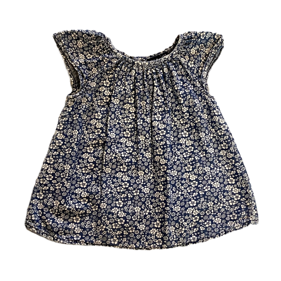 6-12 Girls Gap Distressed Denim Look Dress w/ White Floral Pattern