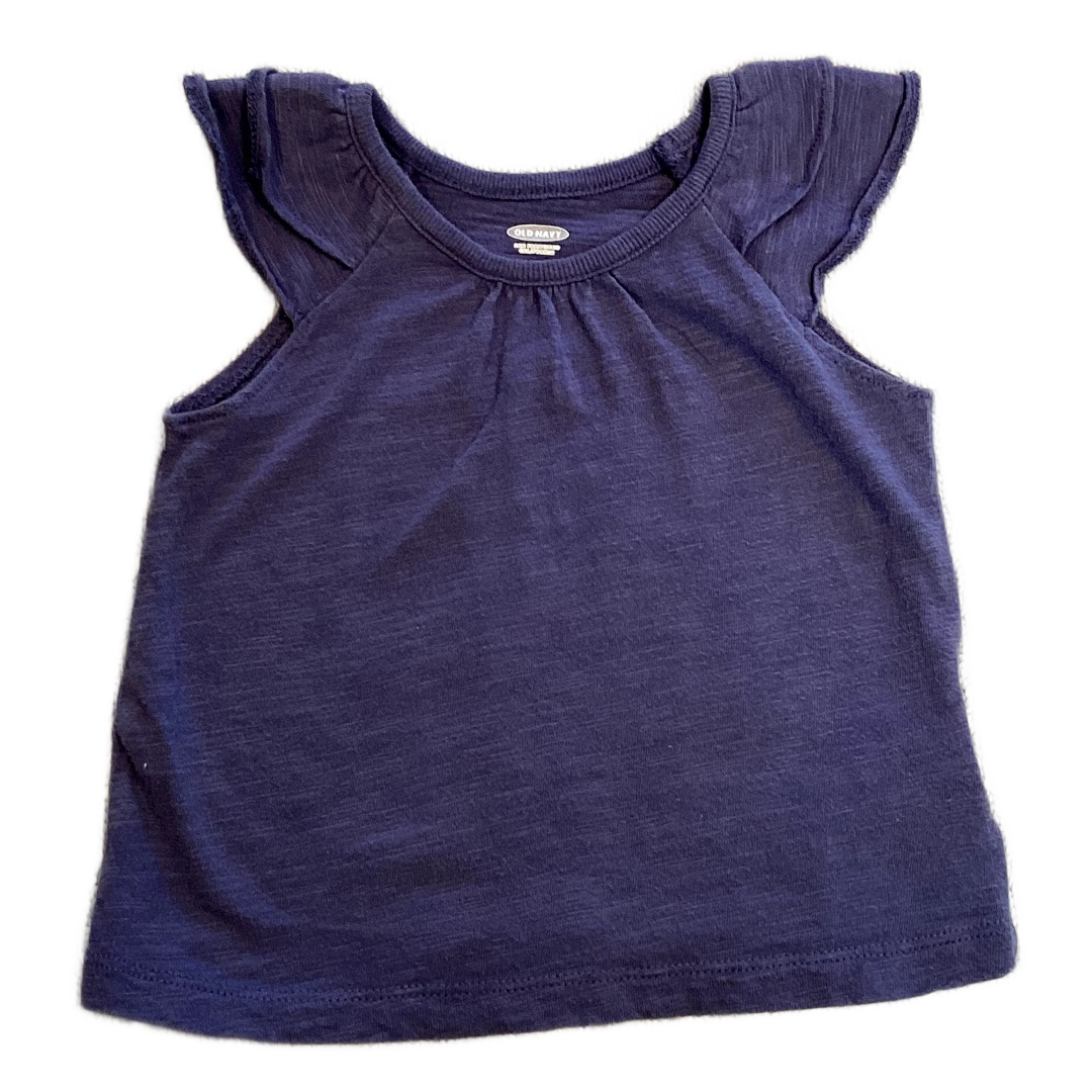 6-12 Girls Old Navy Steel Blue Top w/Ruffled Sleeves