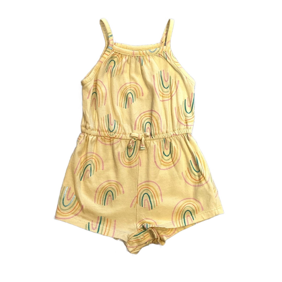 6-12 Girls Old Navy Pastel Yellow Rainbow Patterned Romper