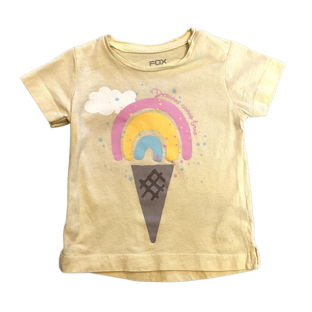 6-12 Girls Fox Pastel Yellow Dreams Come True T-Shirt