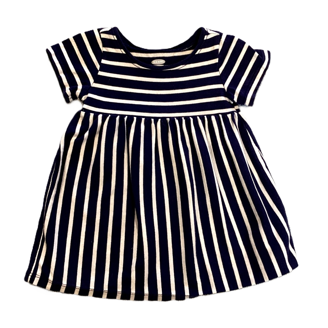 6-12 Girls Old Navy Navy Blue and White Striped Dress