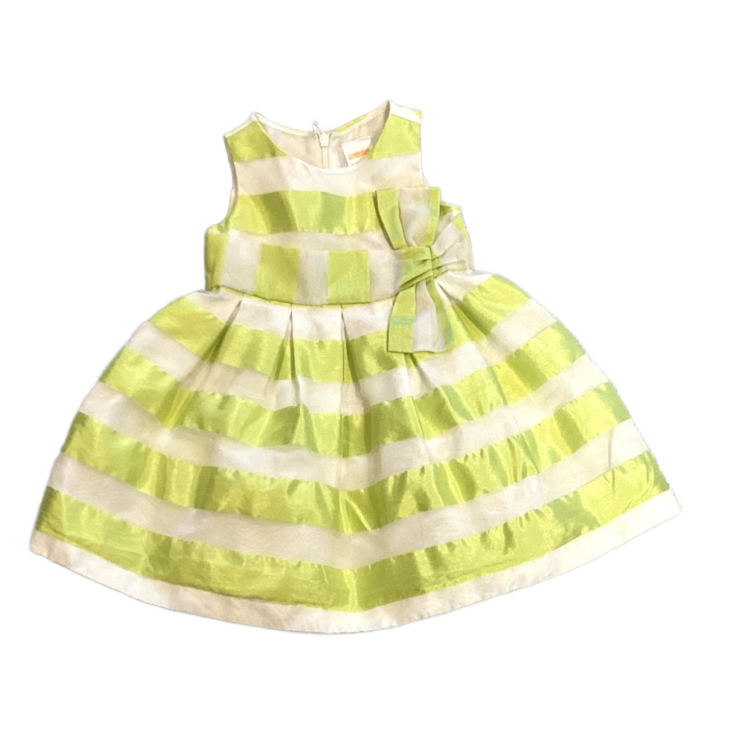 6-12 Girls Gymboree White and Neon Green Formal Dress w/Bow