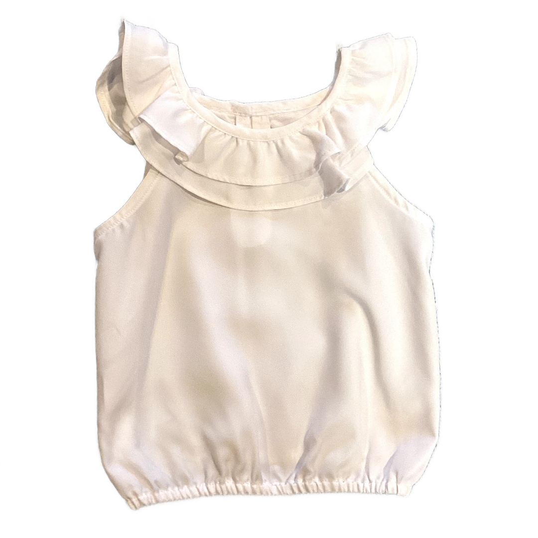 6-12 Girls Janie & Jack Ruffled White Top w/Stretchy Bottom