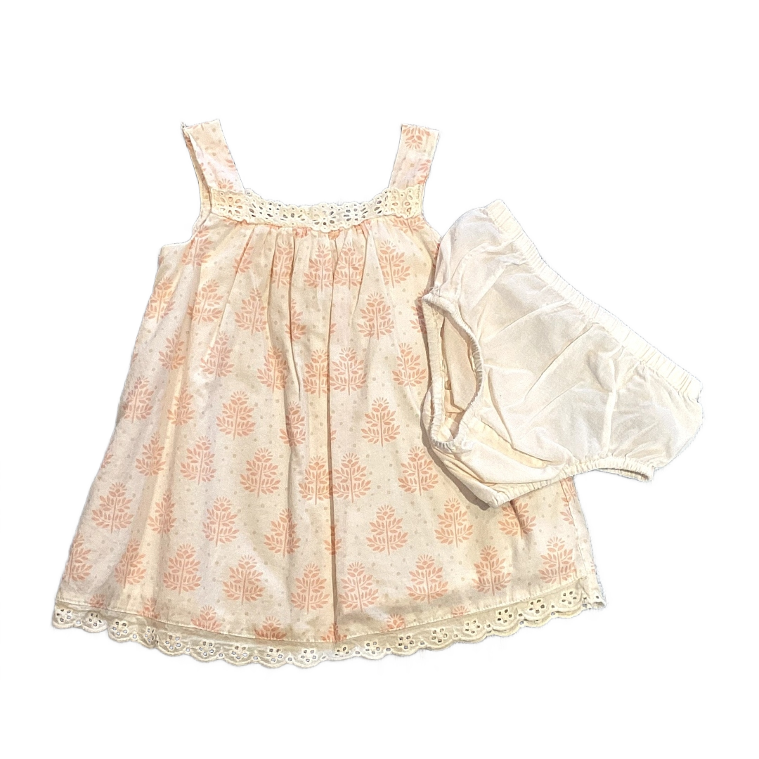 6-12 Girls Baby Gap White and Light Pink Dress w/Lace Detailing, Matching Bloomers