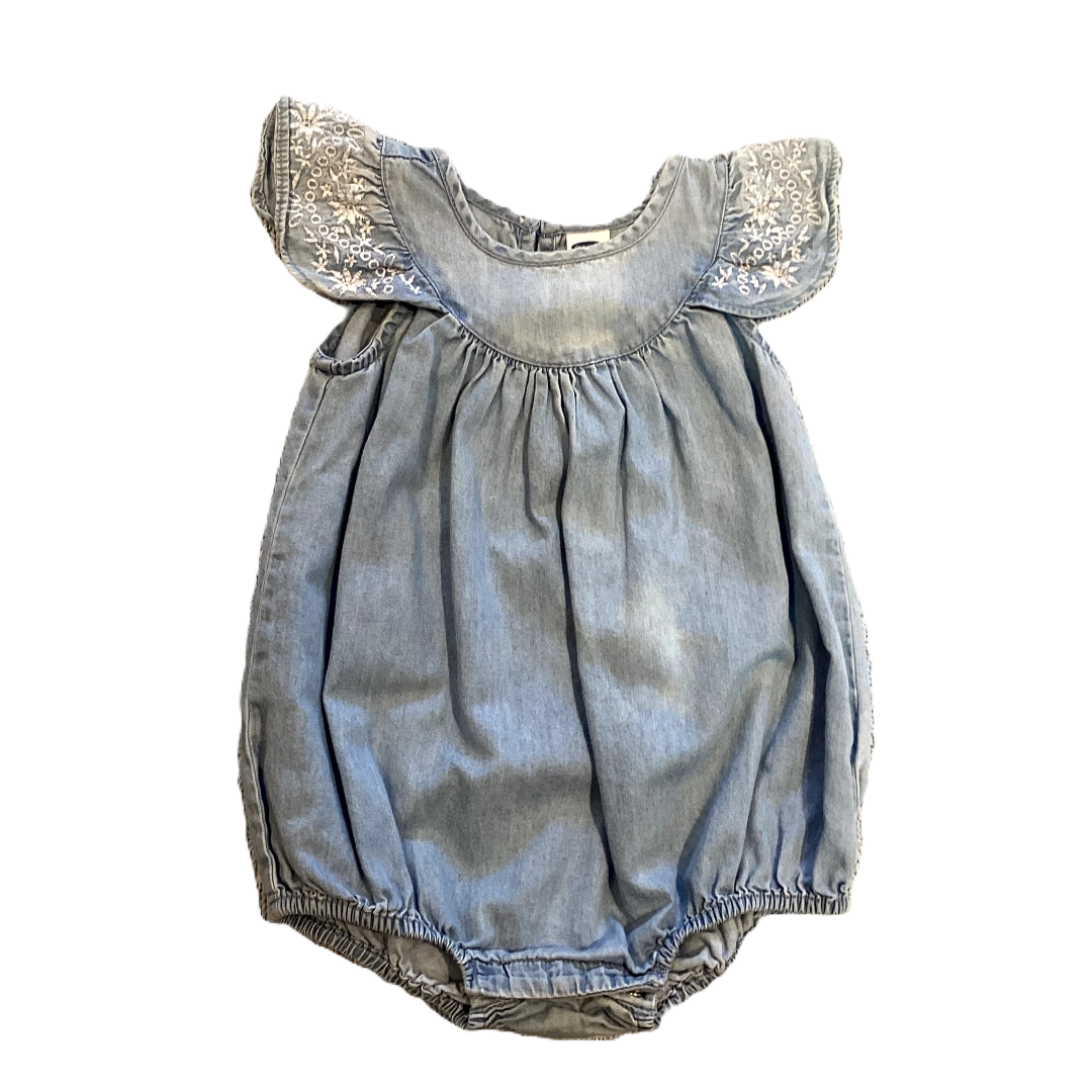 6-12 Girls Old Navy Light Denim Bubble Onesie w/Ruffled Sleeves