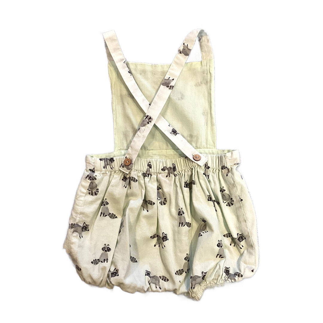 6-12 Girls Hallmark Baby Light Mint Green Raccoon Patterned Overalls