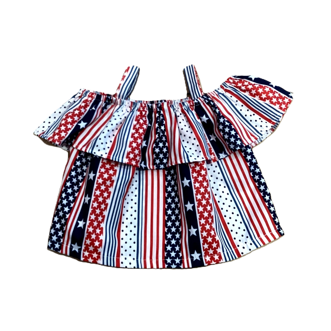 2T Girls Red/White/Blue Stars and Stripes Off The Shoulder Tank