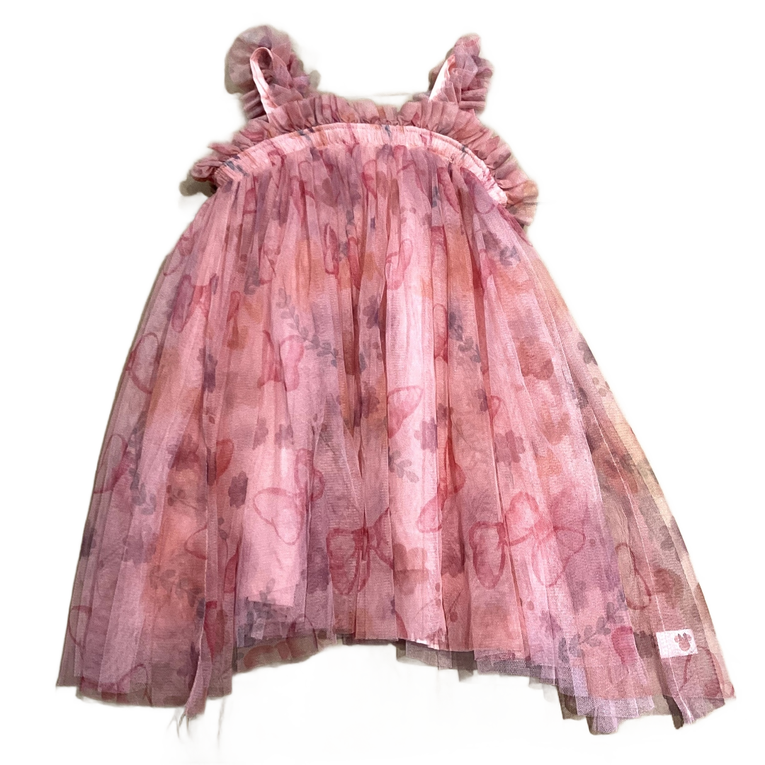 2T Girls Disney Minnie Dusty Rose Organza Overlay Dress