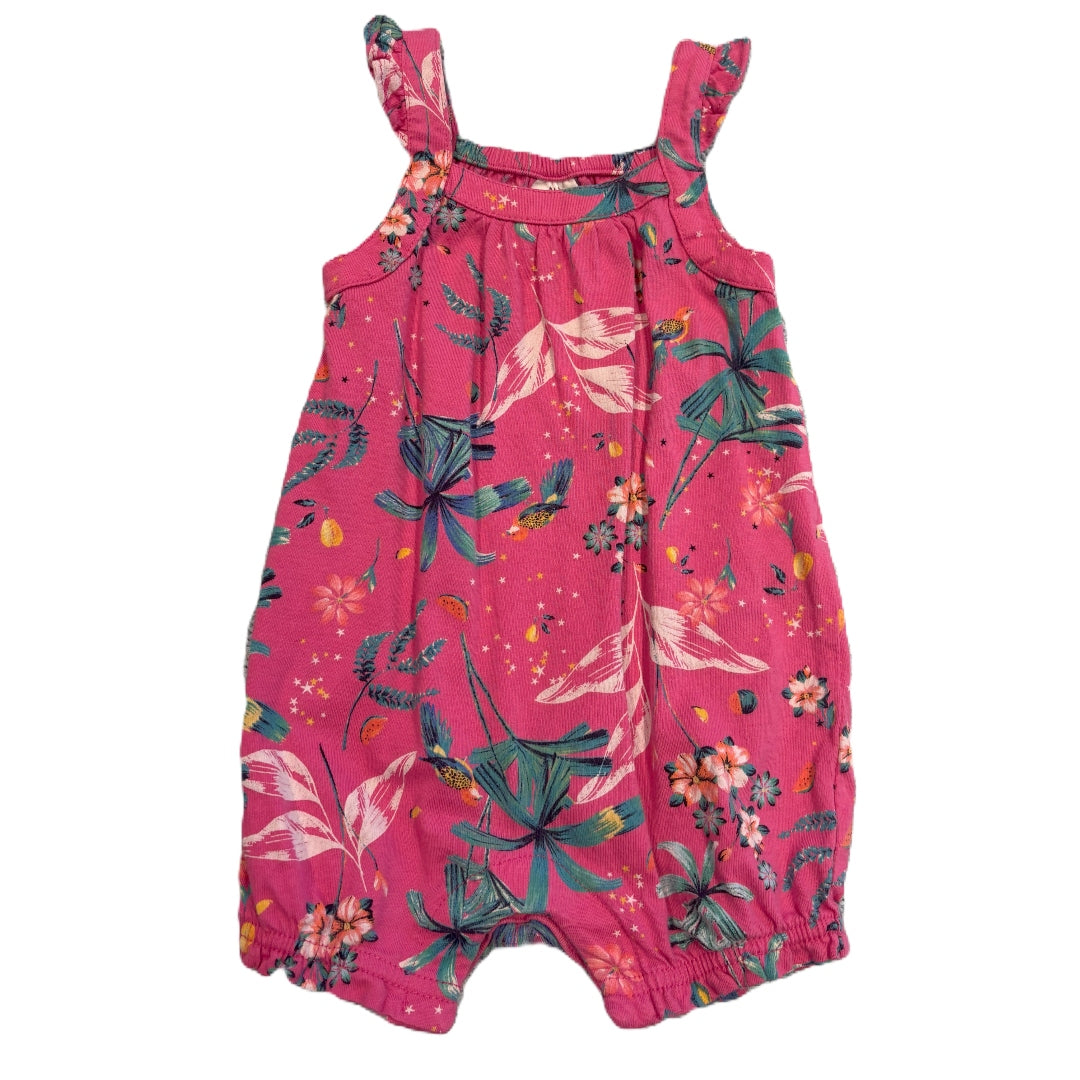 3-6 Girls Baby Gap Fuschia Tropical Pattern Bubble Onesie