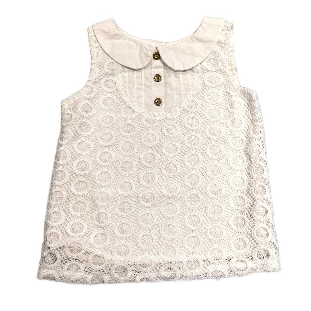 2T Girls Genuine Kids White Collared Shirt w/Mandala Overlay