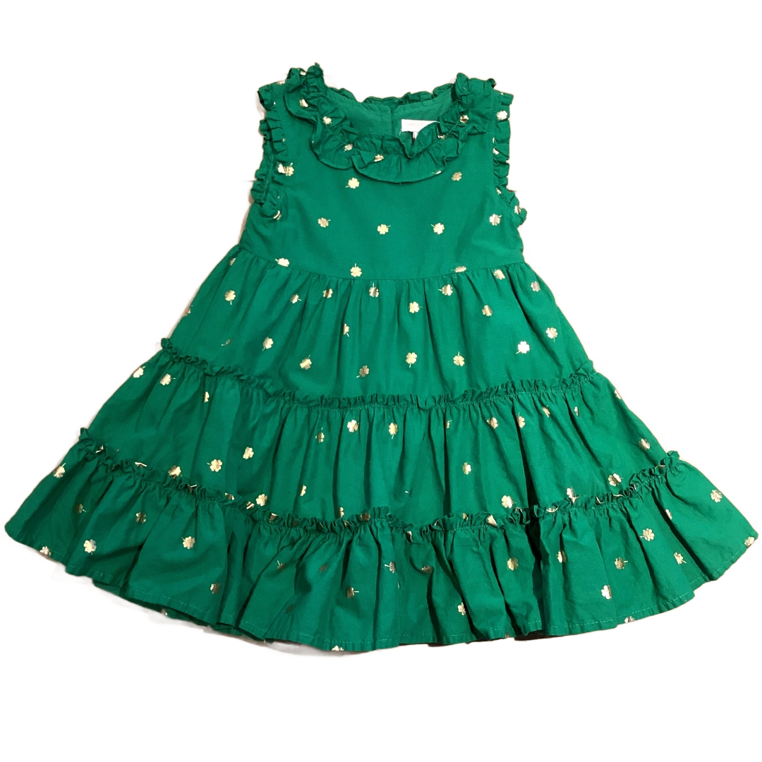 2T Girls Christian Siriano Green/Gold Shamrock Dress