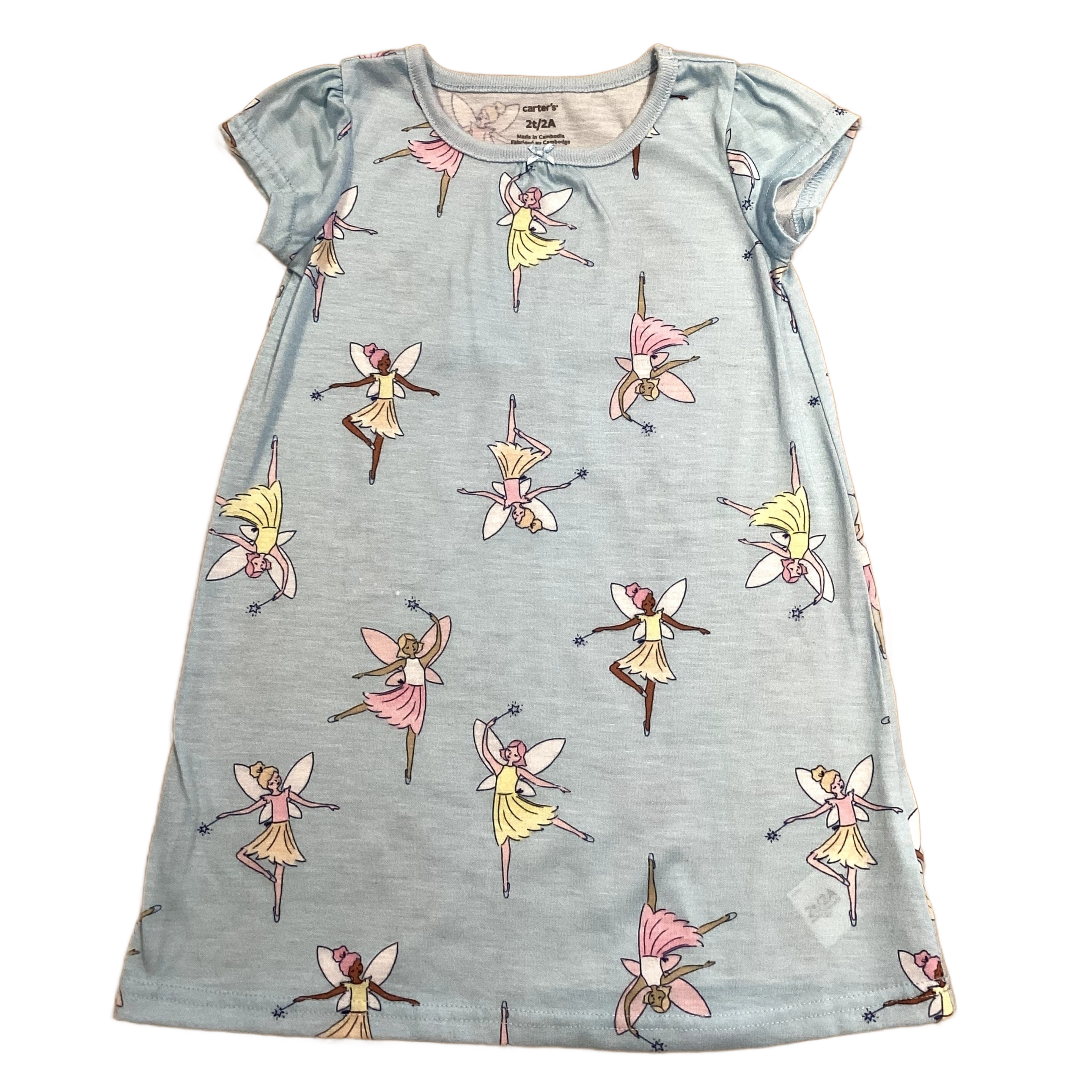 2T Girls Carter's Light Blue w/Fairies Nightgown