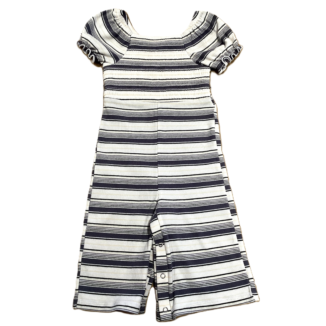 2T Girls Art Class Ivory Striped Smocked Jumpsuit