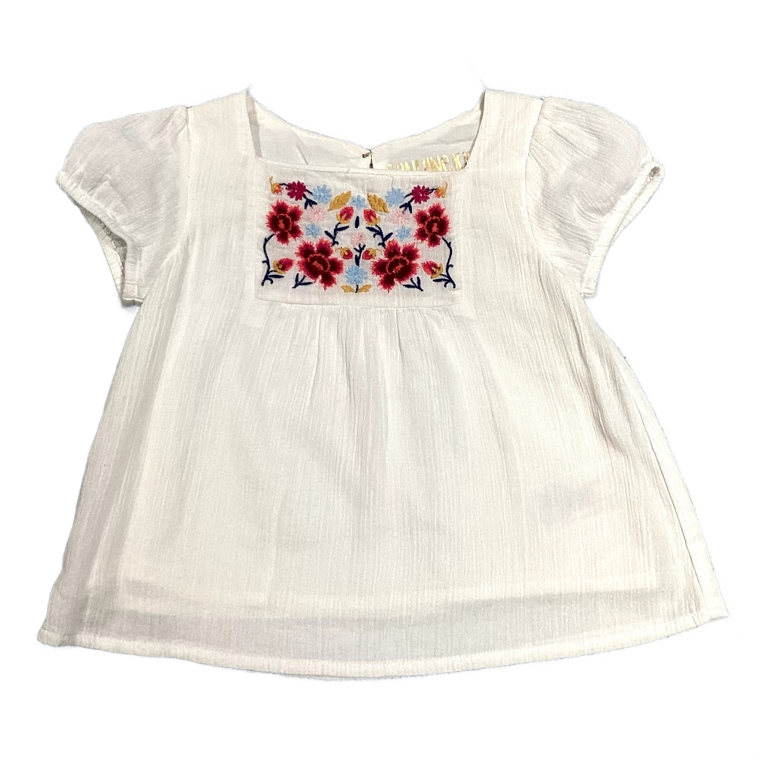 2T Girls Genuine Kids White Blouse w/Floral Embroidery