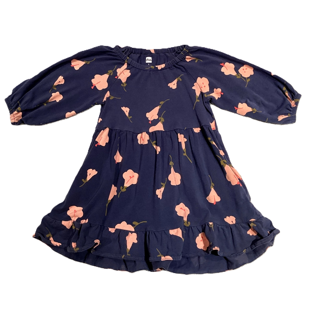 2T Girls Tea Dusty Blue Floral Dress