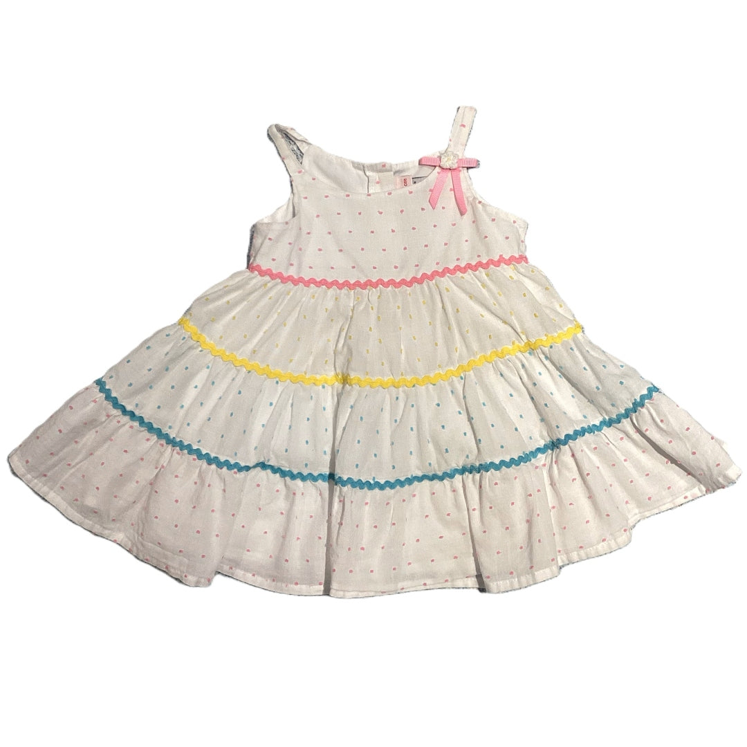 9-12 Girls Sweetheart Rose White Dress w/Multi Colored Polka Dots