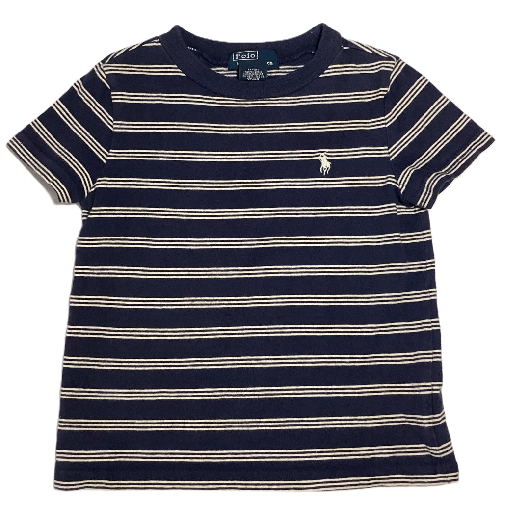18-24 Boys Polo by Ralph Lauren Navy Tshirt w/White Stripes