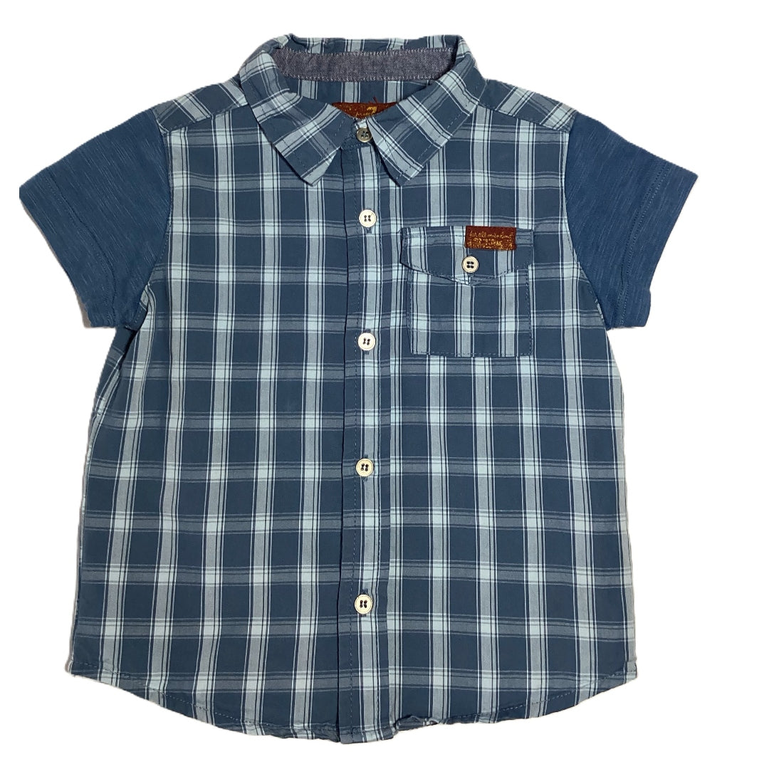 18-24 Boys 7 for all Mankind Blue Plaid Shirt