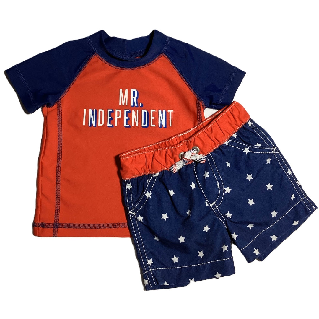 3-6 Boys Carter's Red/White and Blue Mr Independent Swim Set