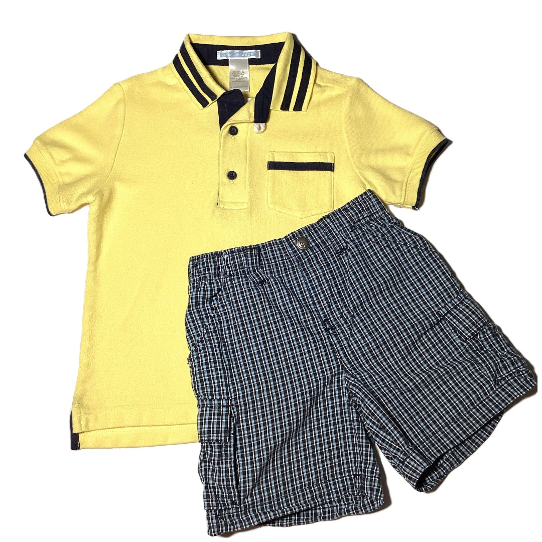 18-24 Boys Janie and Jack Yellow/Blue Polo Shirt, Gymboree Shorts