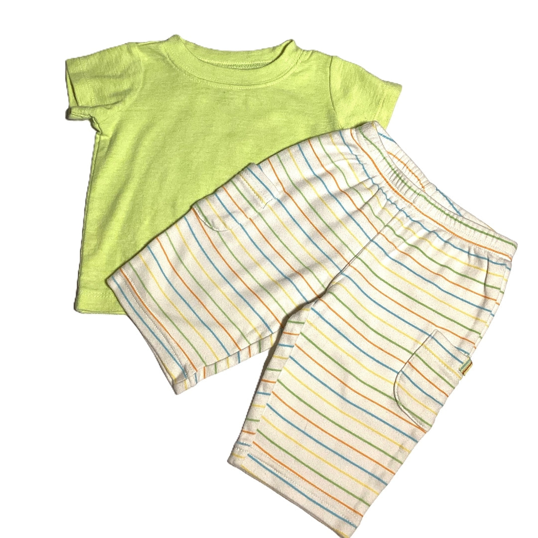 0-3 Boys Carter's Bright Yellow Tshirt, Carter's Striped Pants
