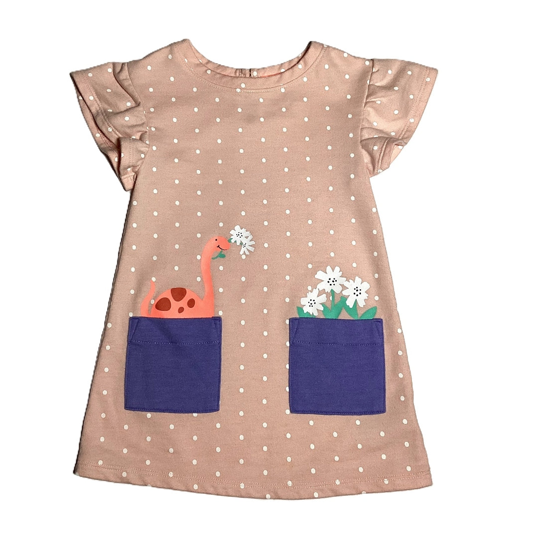 12-18 Girls Cat & Jack Peach Dress w/Dino in Pocket