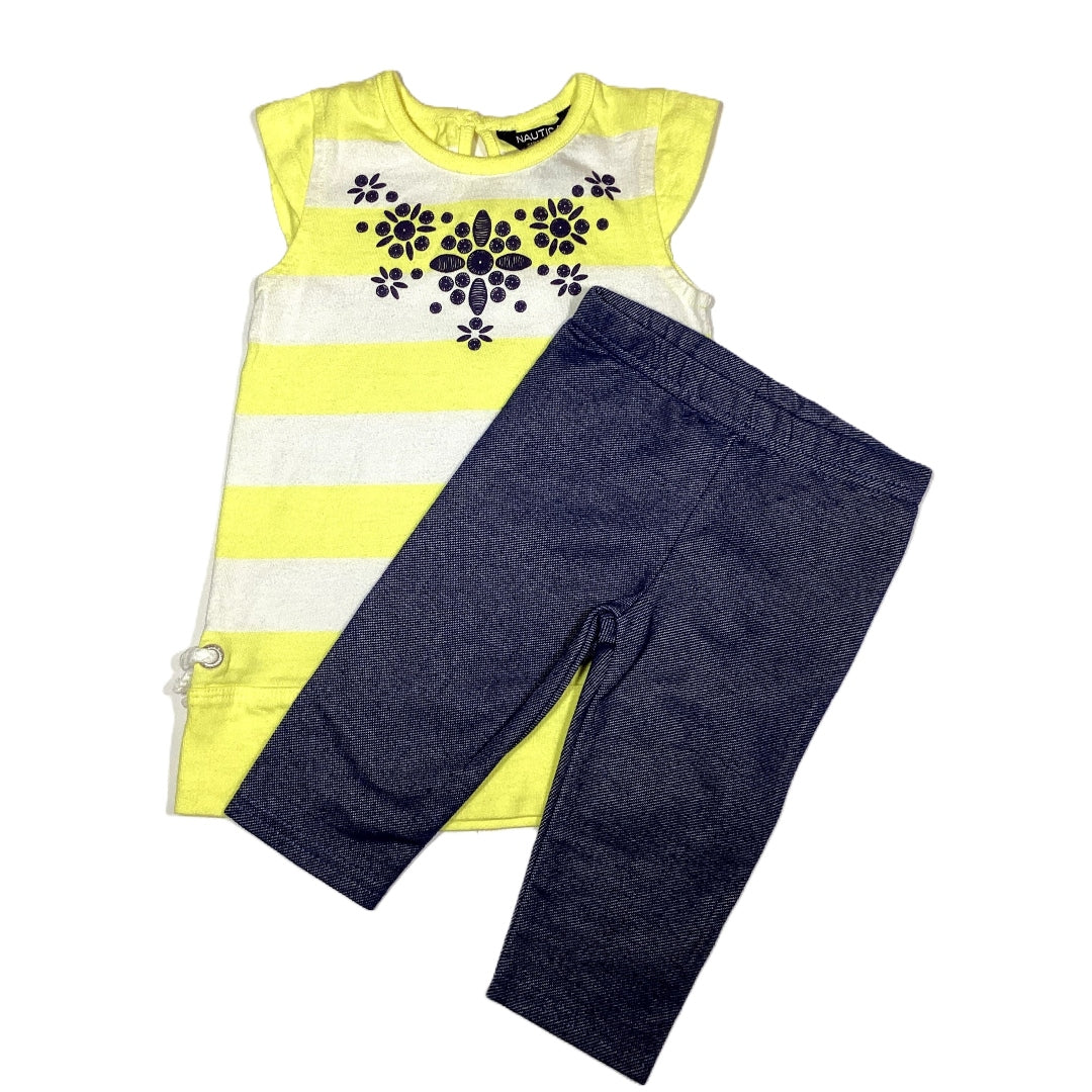 12-18 Girls Nautica White/Yellow Striped Tunic, Nanette Baby Jegging Capris