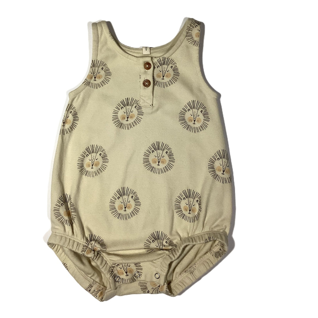 12-18 Boys Quincy Mae Beige Organic Romper w/Lions
