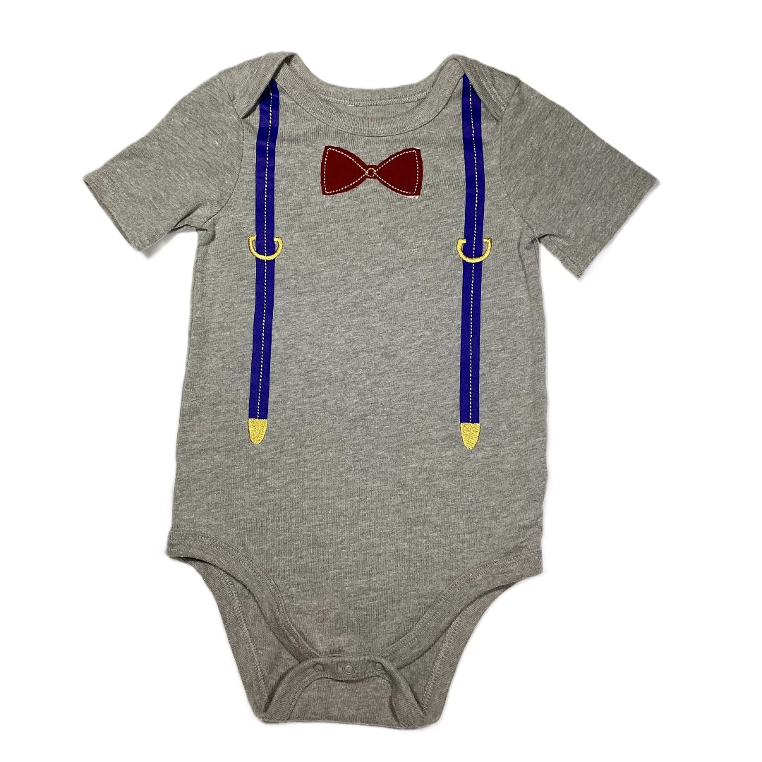 12-18 Boys Cat & Jack Gray Onesie w/Suspenders