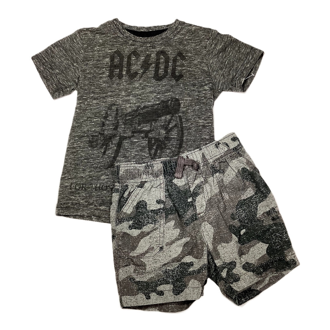 12-18 Boys AC/DC Dark Gray Band Shirt, Jumping Beans Camo Shorts