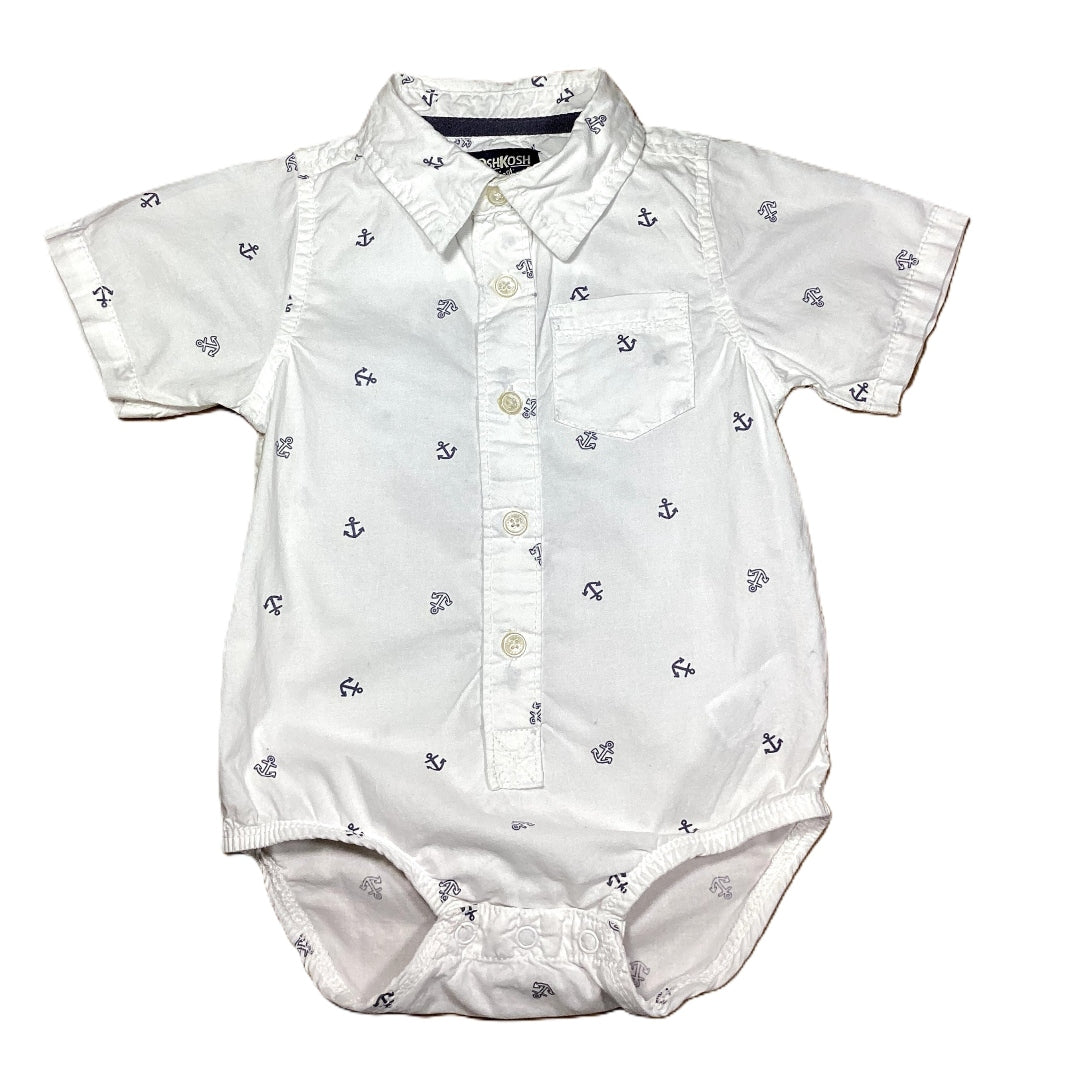 12-18 Boys OshKosh White Button Down Onesie w/Anchors