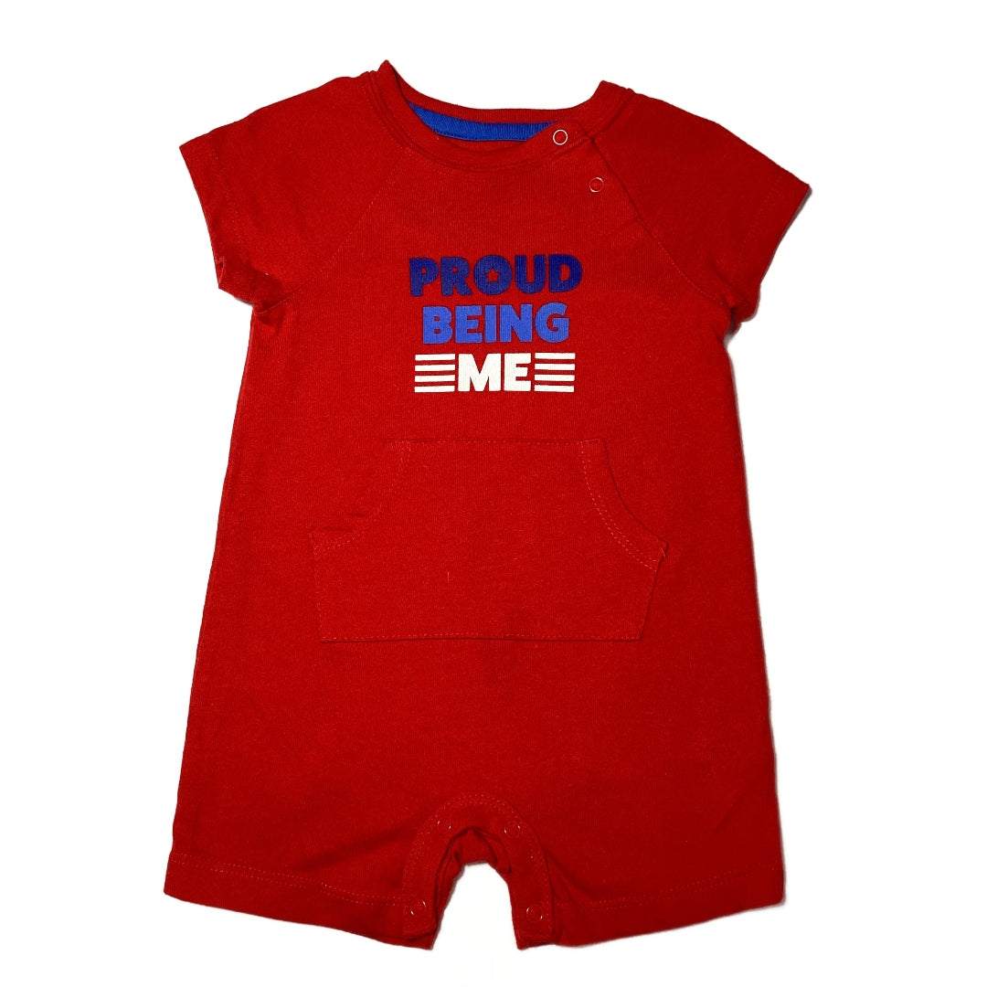 3-6 Boys Cat & Jack Red Proud To Be Me Romper