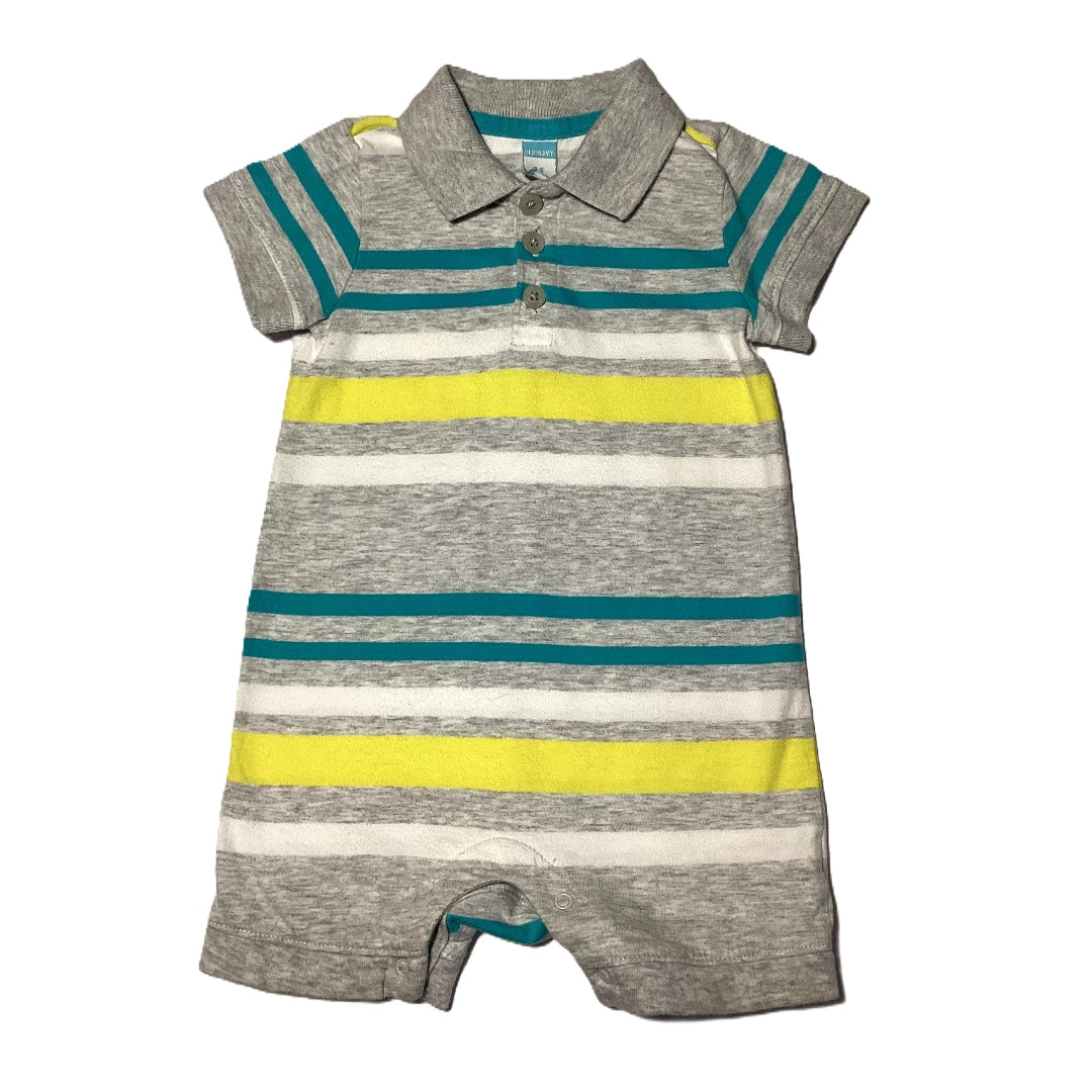 3-6 Boys Old Navy Gray/Turquoise/Yellow Collared Romper