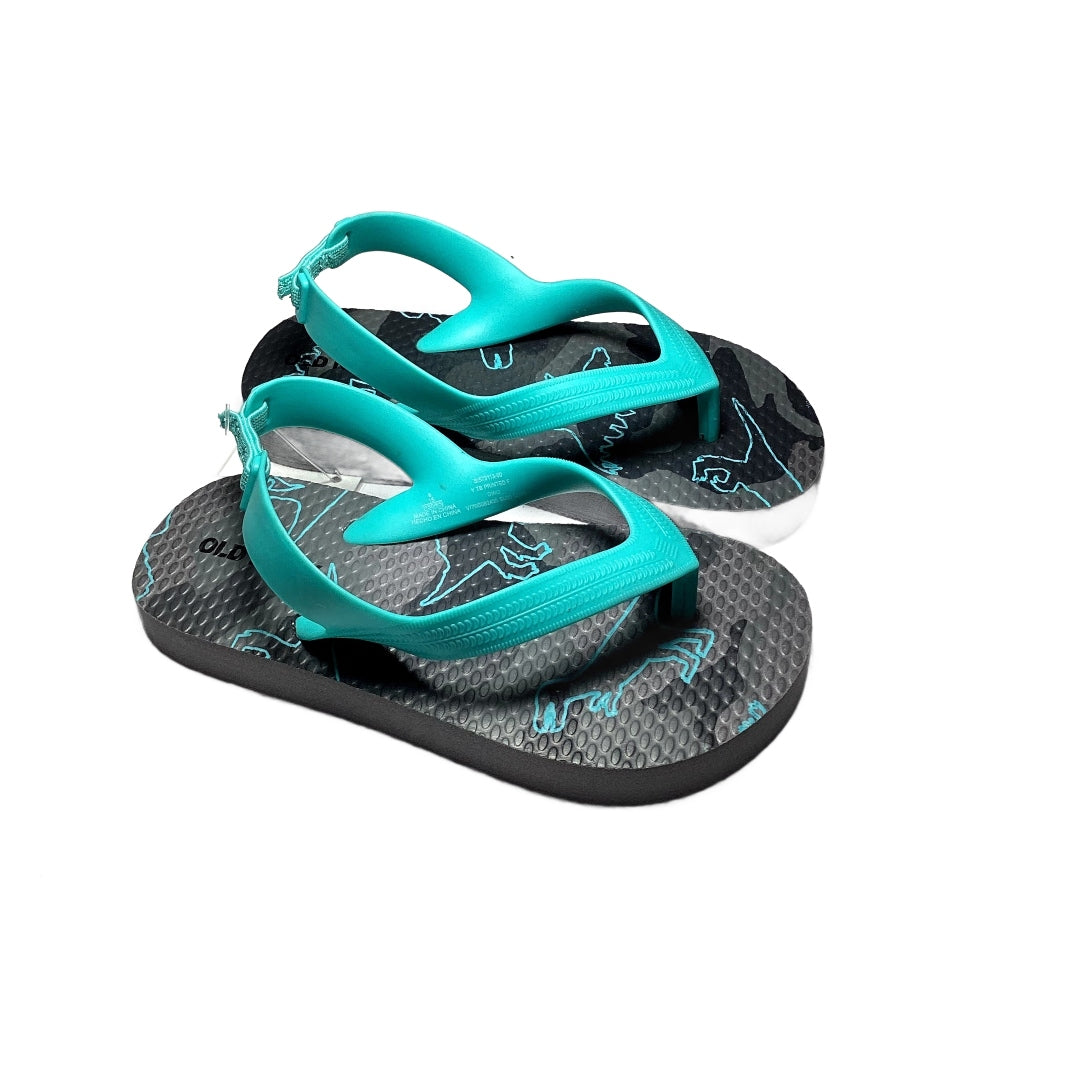 Size 7/8 Old Navy Gray/Teal Flips Flops W/Heel Strap