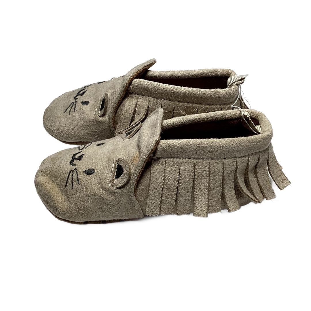 Size 2.5 Old Navy Taupe Moccasins w/Kitty Faces