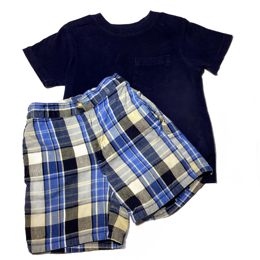2T Boys Carter's Navy Blue Tshirt, Old Navy Blue Plaid Shorts
