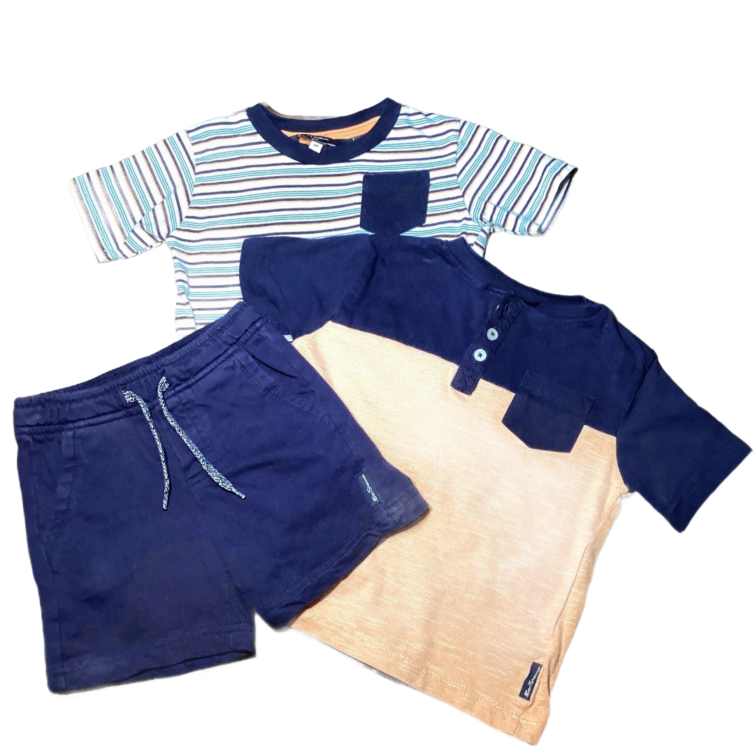 2T Boys Ben Sherman 3 Piece Blue/Orange Set