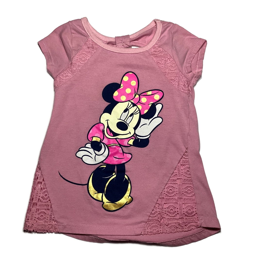 3T Girls Disney Minnie Dusty Pink Minnie Shirt w/Lace Cut Outs