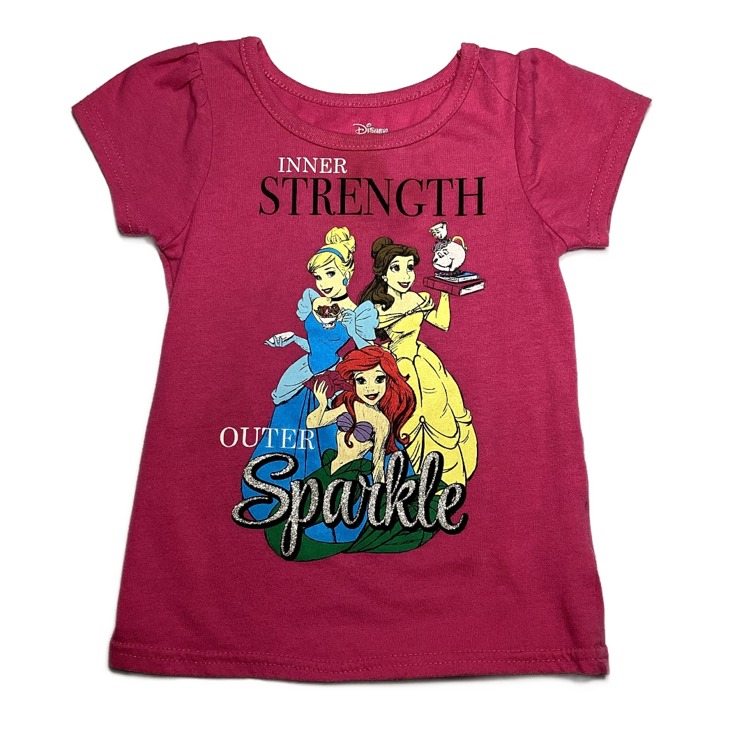 3T Girls Disney Princess Dark Pink Inner Strength Outer Sparkle Tshirt