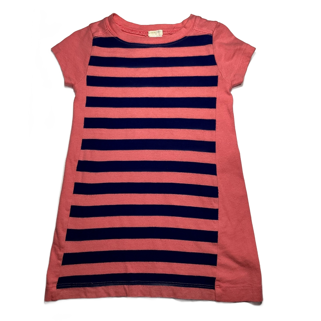 3T Girls Crewcuts Peachy Pink and Royal Stripe Dress