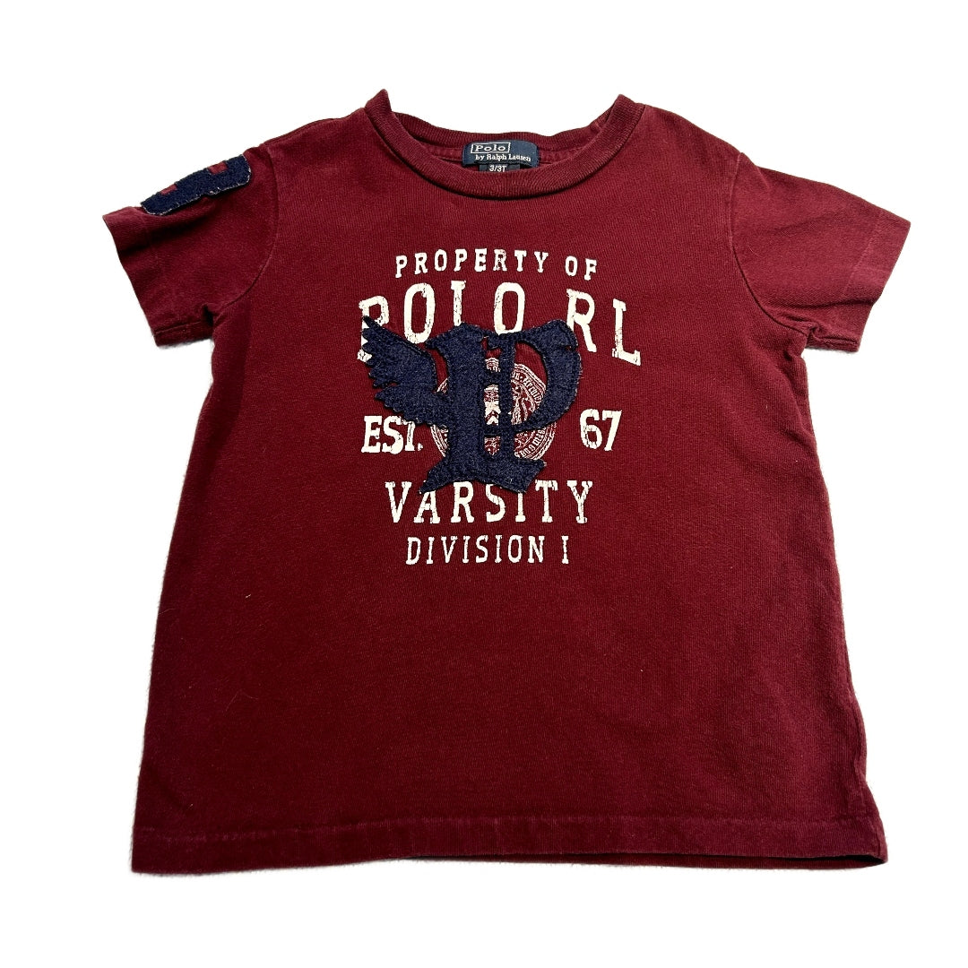 3T Boys Polo Burgundy Logo Tshirt