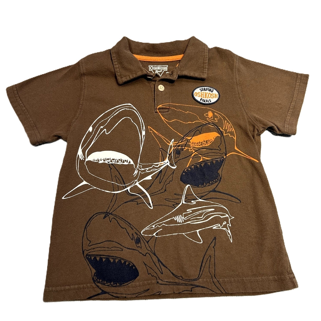 3T Boys OshKosh Brown Shark Outline Polo Shirt