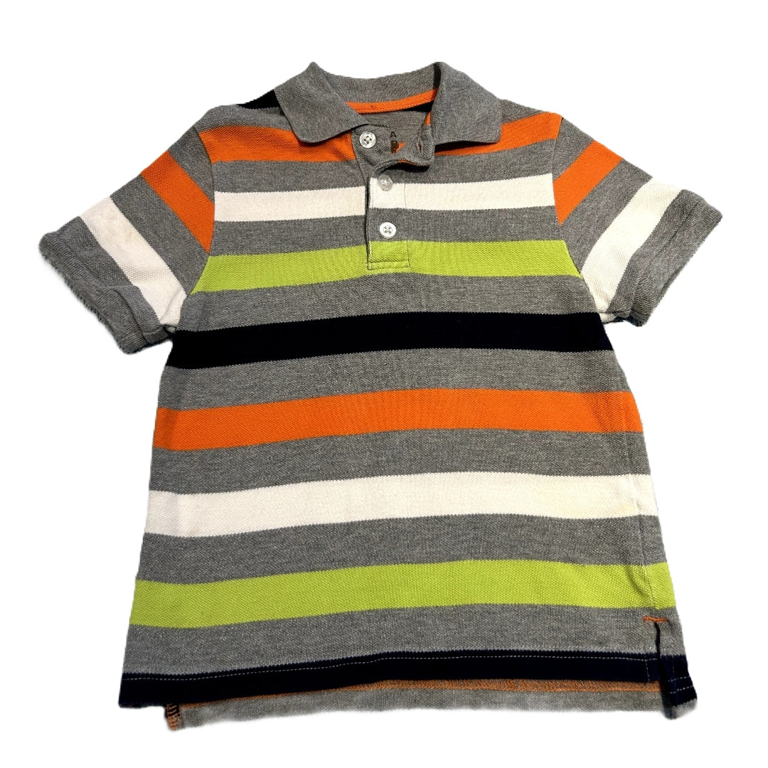 3T Boys Arizona Gray Polo w/Neon Green & Orange Stripes