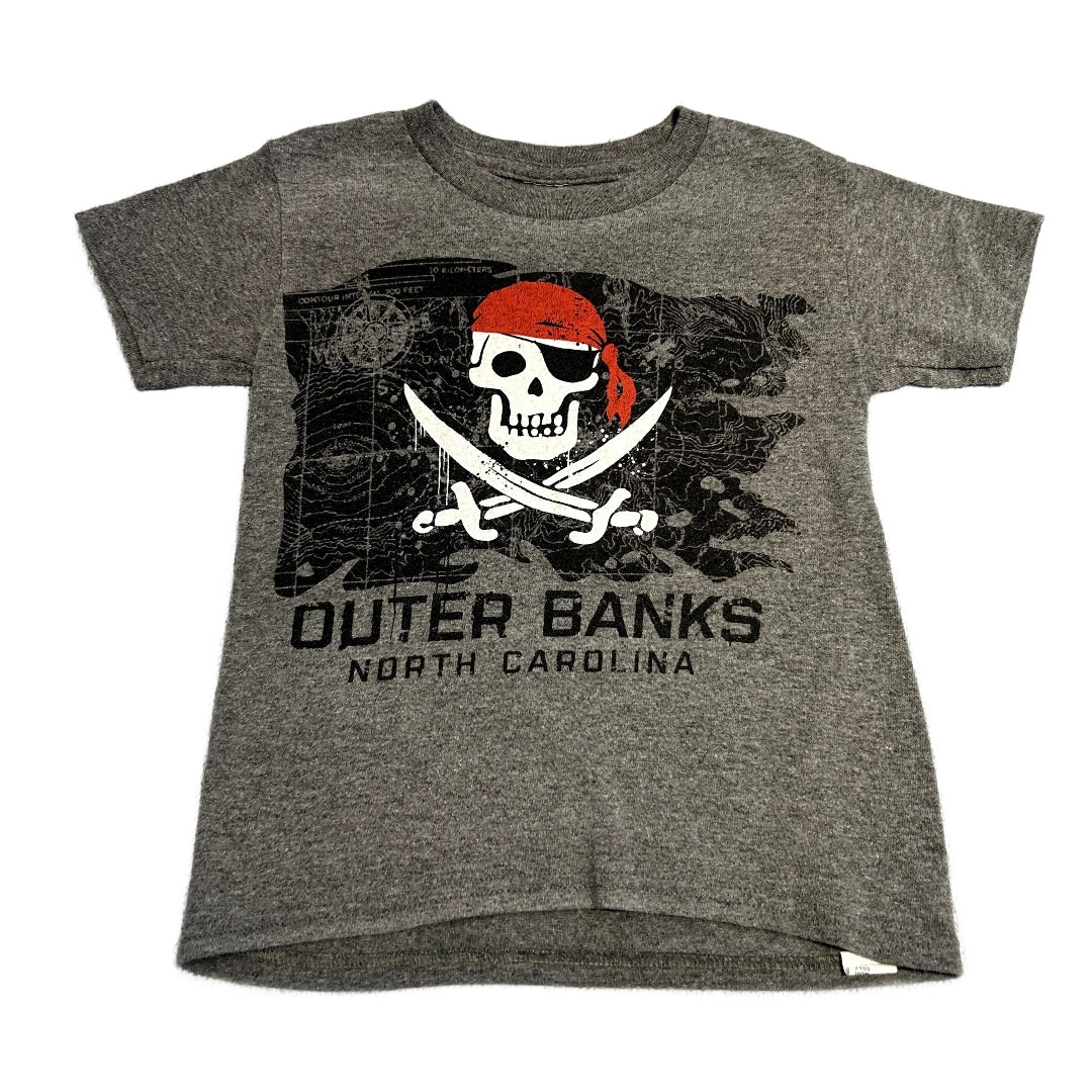 3T Boys Outer Banks Gray Skeleton Pirate Tshirt