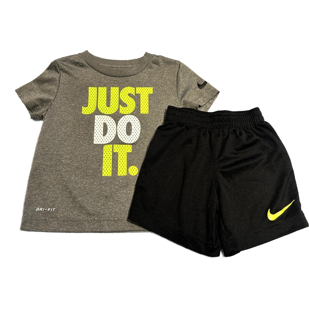 3T Boys Nike Gray Just Do It Tshirt, Matching Black Shorts