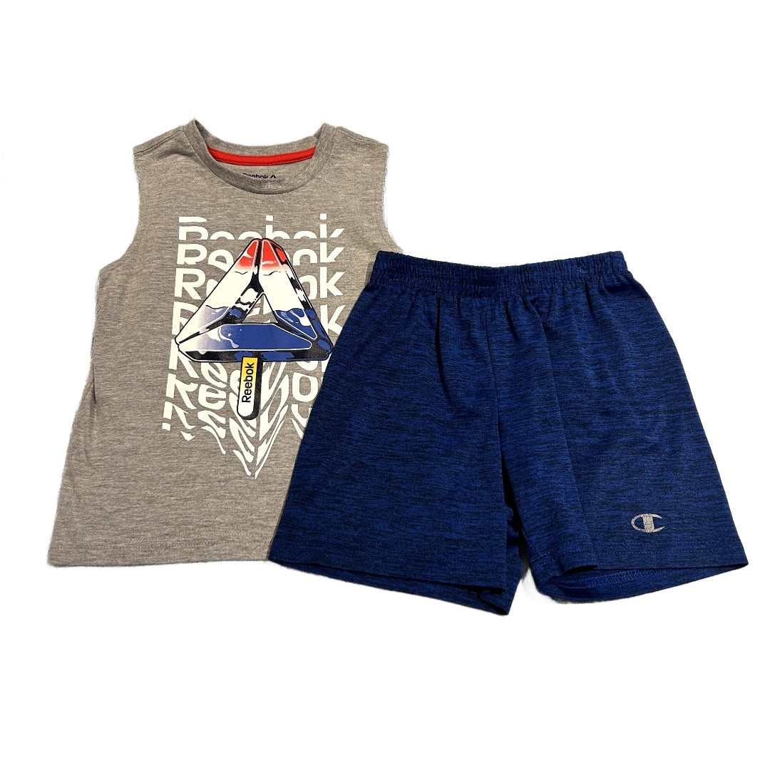 3T Boys Reebok Gray Logo Tank, Royal Champion Shorts
