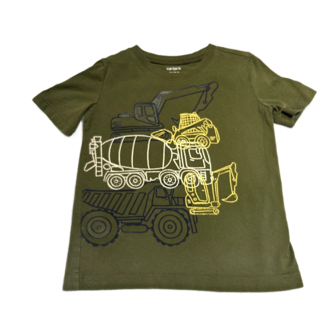 3T Boys Carter's Olive Construction Vehicles Tshirt