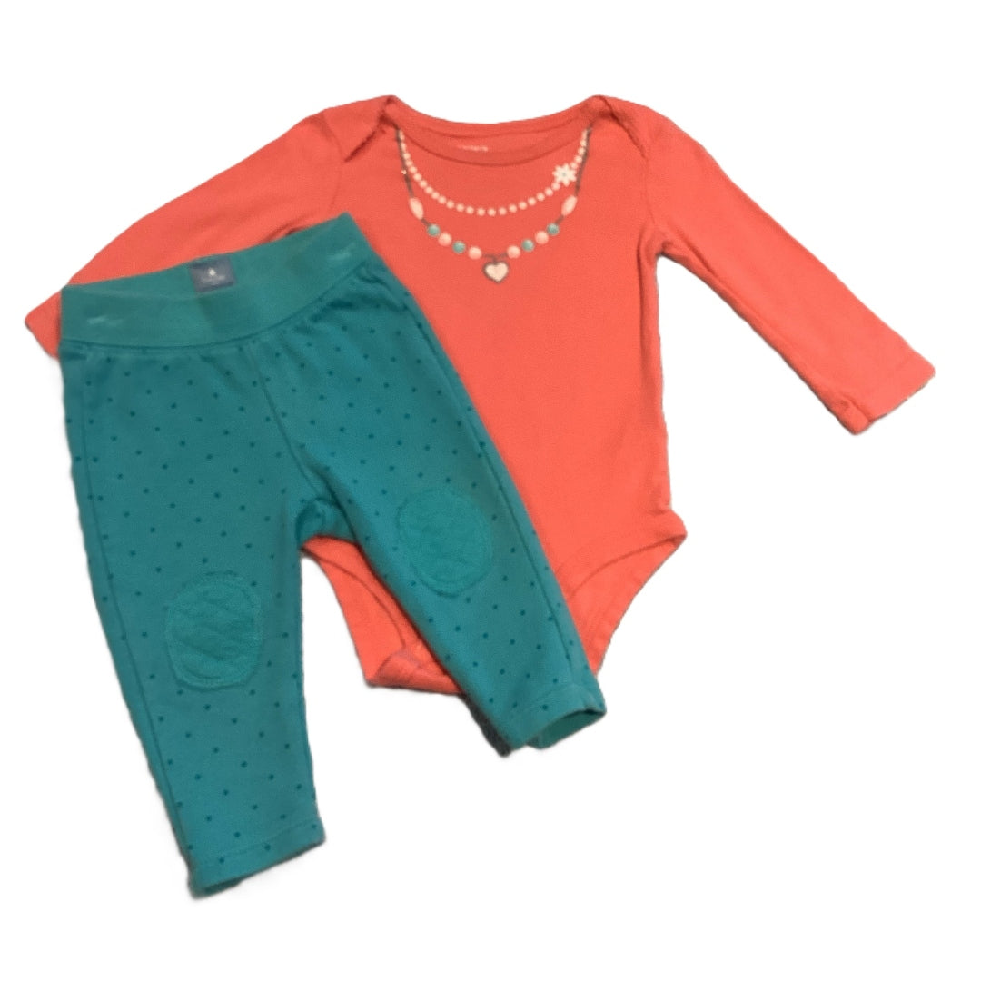 3-6 Girls Carter's Long Sleeve Onesie w/Necklace, Baby Gap Polka Dot Pants