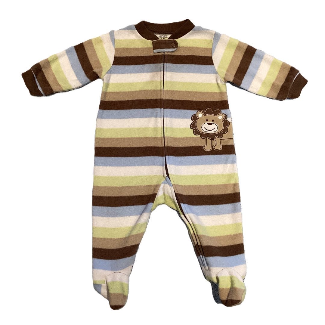 3-6 Boys Carter's Striped Fleece Sleeper w/Lion